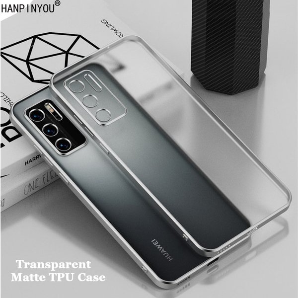 Plating Frame Transparent Matte Anti Fingerprint Tpu Case For Huawei P50 P50E P40 Pro Airbag Anti-Drop Full Cover Shell-image