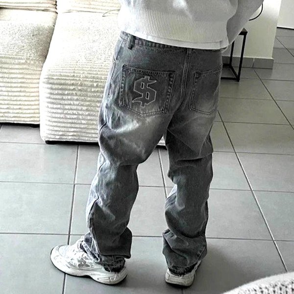 Men's Clothing Retro Washed Distressed Men's And Women's Jeans Y2K Personalized Street Dark Fashion Independent Website Cross Border