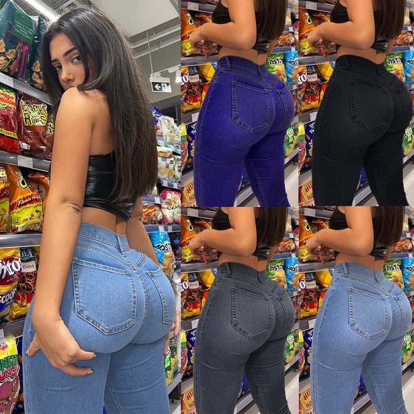 plus Size Skinny Jeans European American Style Hip Lifting Sexy Pencil Pants For Women Instagram Worthy JN09
