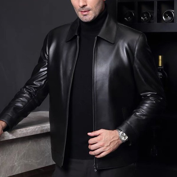 Men’S Slim-Fit PU Leather Jacket – Punk-Inspired Biker Coat With Metal Accents, Zip-Up Stand Collar, Casual & Streetwear (Black, M-XXXL)-image