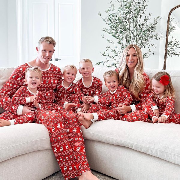Underwear & Sleepwears New Christmas Family Home Parent Child Suit Printed Pajamas Long Sleeve Round Neck-image