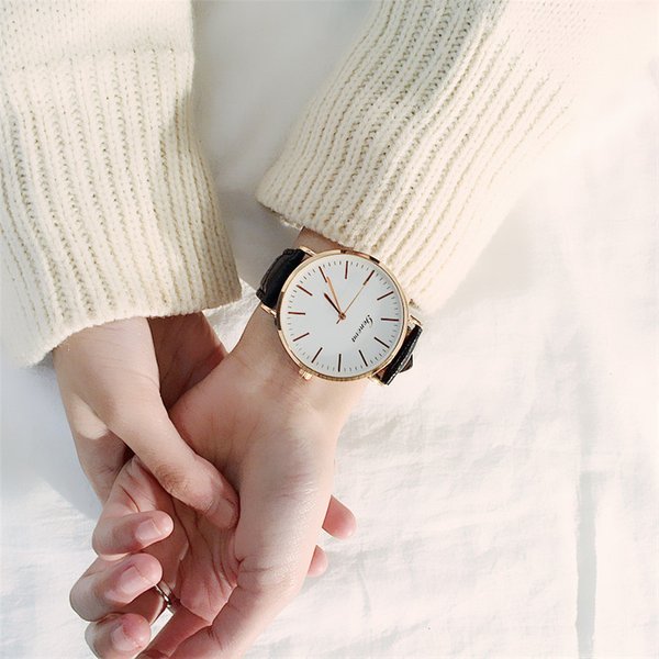 Fashion Trend Large Dial Student Women's Watch Korean Style Simple Watch Men's Casual Retro Belt Couple Quartz Watch-image
