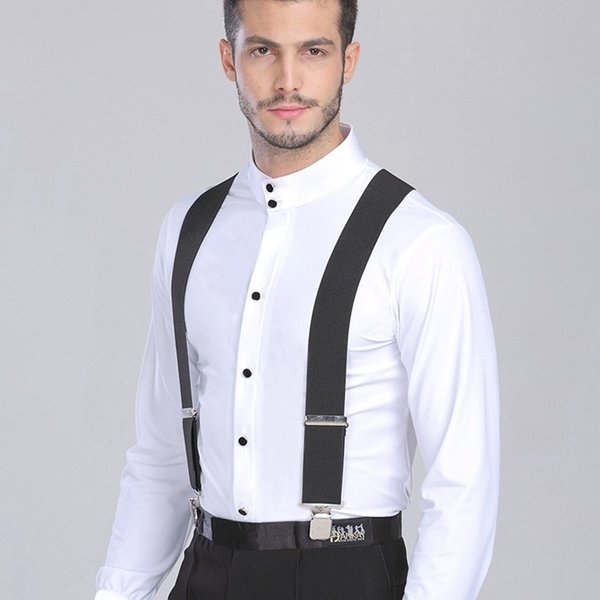 Voothost Heavy Duty Big Size Suspenders For Men Work Outdoor 3.5Cm Wide X Back 4 Strong Clips Adjustable Elastic Trouser Braces Straps VB224-image