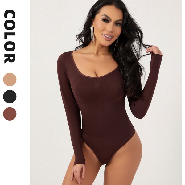 Seamless Shapewear Bodysuit For Women – Tummy Control, Butt Lift & Waist Trainer With Long Sleeves, Slimming Full-Body Compression-image