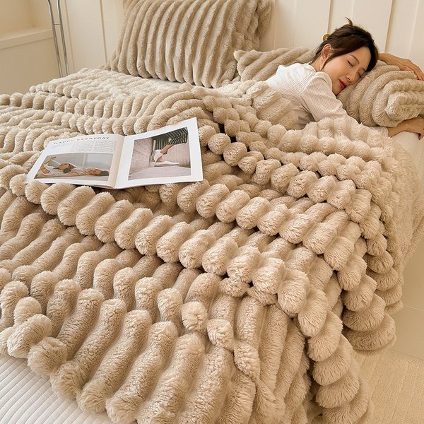 Plush Fleece Blanket Ultra Soft Thick Winter Throw For Bed Sofa Nap Flannel Sherpa Fleece-image
