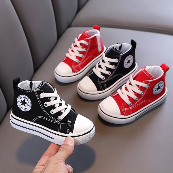 2024 Spring And Autumn New Boys' Casual Korean Edition Girls' Mid Top Canvas Children's Board Shoes-image