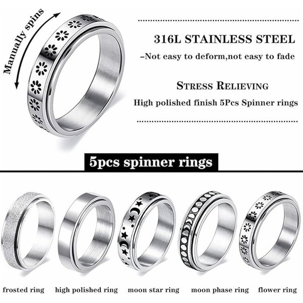 Jewelry & Accessories Rotatable Decompression Ring Titanium Steel Jewelry Set Couple Ring Wedding Ring