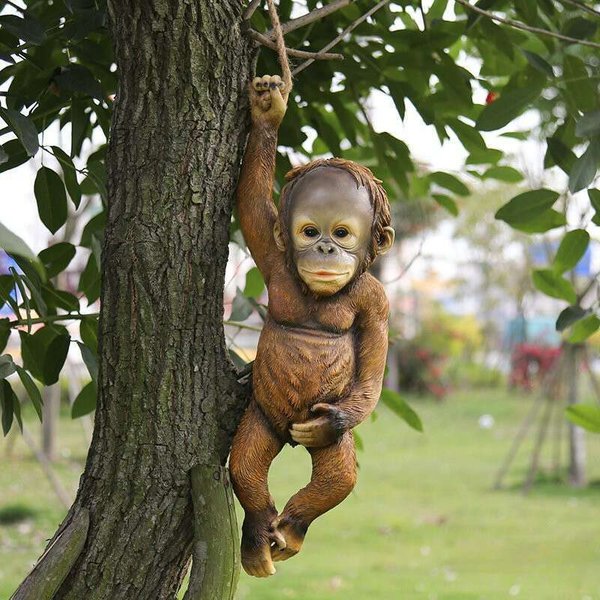 New Garden Monkey Pendant Resin Craft Ornament Outdoor Courtyard Sculpture Decoration-image