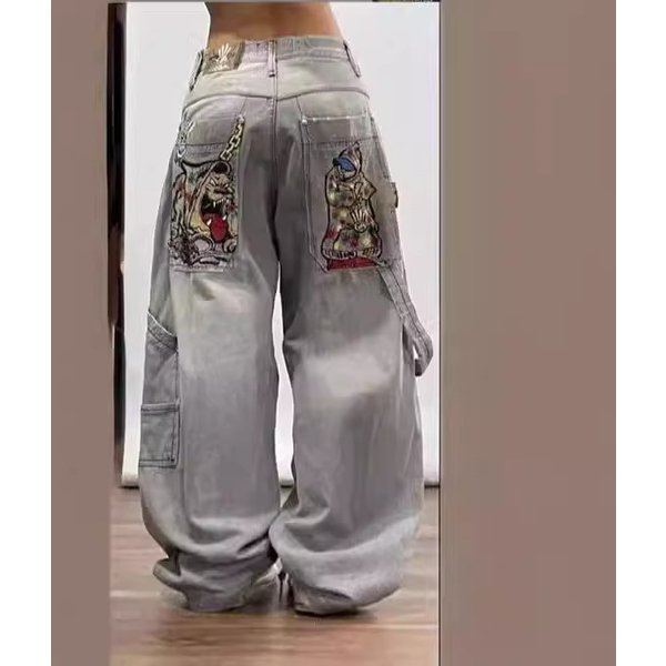 New Spring Y2K American High Street Gradient Loose Straight Jeans, The Same Style For Men And Women, All Match Trendy Jeans-image