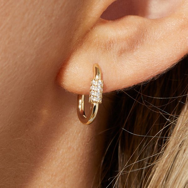 S925 Silver Needle French Retro Inlaid Zircon U Shaped Earrings Female Fashion Simple Geometric Square Versatile Earrings-image