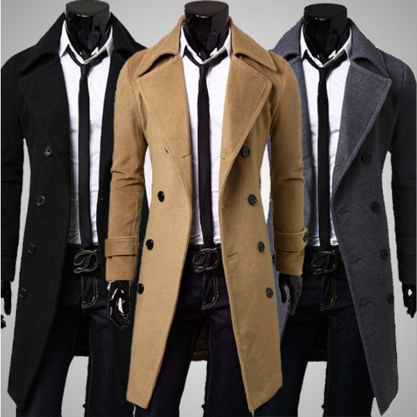 Men's Clothing men's autumn and winter men's mid length woolen coat fashion casual double breasted woolen coat