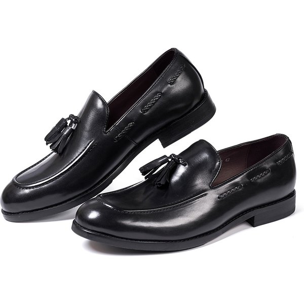 Men’s Shoes Tassel Loafers Leather Cowhide Pointed Slip-on Men's Shoes Business Casual Leather Shoes Men's Dress Shoes