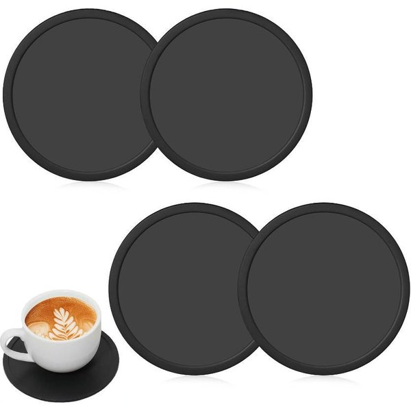 Silicone Coasters Set - Non-Slip Heat-Resistant Round Drink Mats (6-Pack) - Multi-Purpose For Home Hotel & Restaurant Use-image
