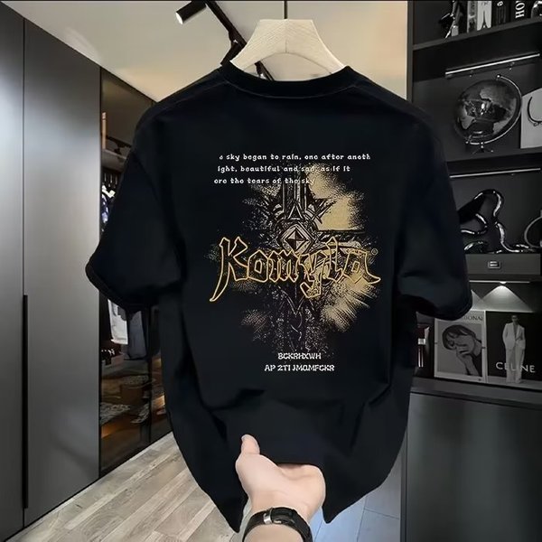 Men's Clothing Heavy Cotton Brand Printed Men's Short Sleeved T Shirt New Summer Hot Style Casual T Shirt-image