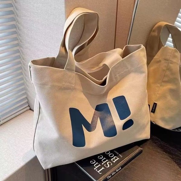 Canvas Bag For Women, Large Capacity, Sturdy Supermarket Shopping Bag, Simple And Versatile, One Shoulder Tote Bag-image