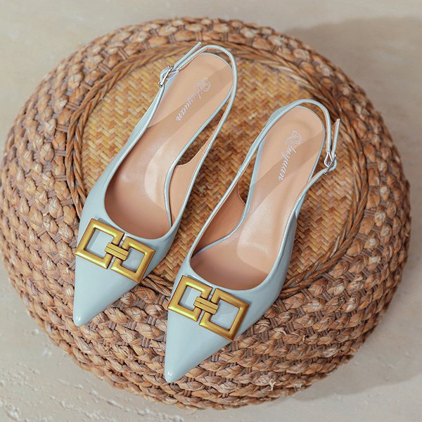 Women’S Shoes French Style Baotou Sandals For Women New Summer Large Size One Strap High Heels Stiletto Pointed Toe Sling Back Small Shoes-image