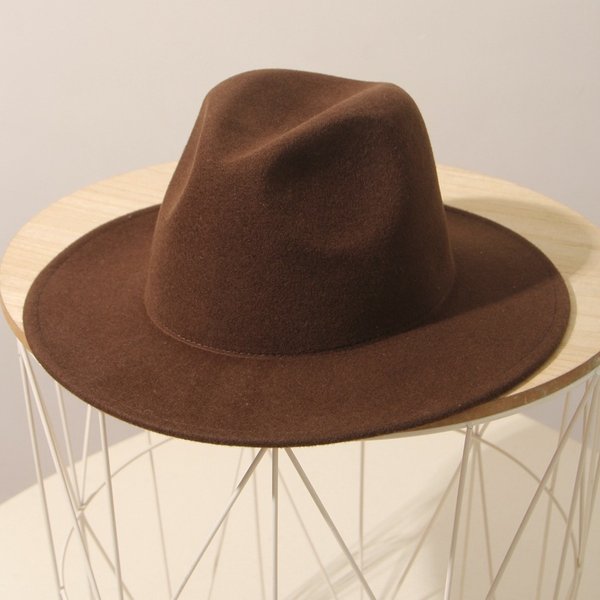 Retro Personality 100% High-End Look Bare Cap Women Woolen Men Vintage Large Size Jazz Black Gentleman Felt Hat