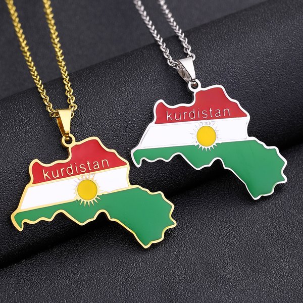 Kurdistan Map Pendant Necklace Oil Drops Vintage Men's And Women's Stainless Steel Pendant Accessories-image