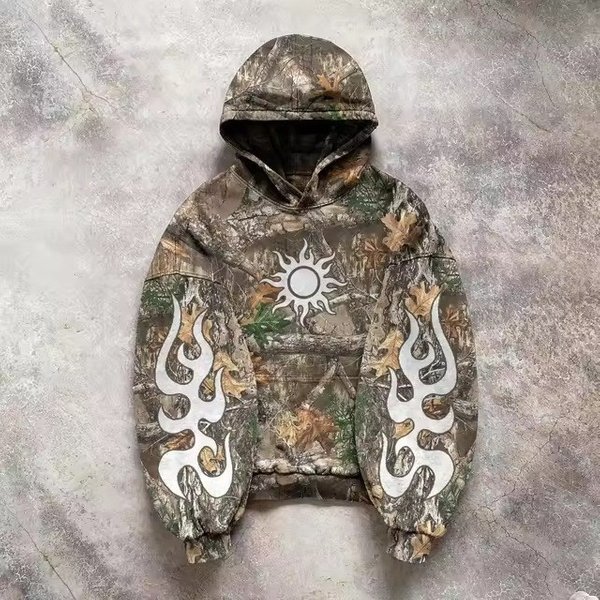 Unisex Camo Print Hoodie – Oversized Streetwear Pullover With Military Aesthetic (S-6XL, Y2K Retro, Gender-Neutral, Urban Layering Essential)-image