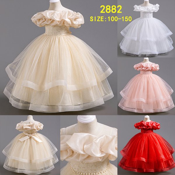 Mother & Kids Children's Dress New Style Fluffy Mesh Birthday Princess Dress Girl Evening Dress Flower Girl Children's Clothing In Stock-image