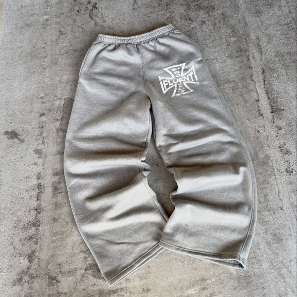 Men's Clothing New High Street Fashion Brand Fluent Printed Sweatpants Men And Women Y2K Elastic Waist Loose Casual Pants-image