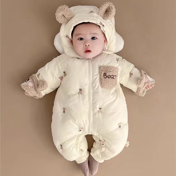 Romper Thickened Cotton Autumn And Winter Warm Newborn Onesie Infant Out Clothes Newborn Climbing Clothes-image