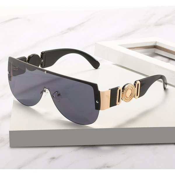 Unisex One-Piece Sunglasses Trend One-Piece Glasses Personality Big Frame Catwalk Sunglasses-image