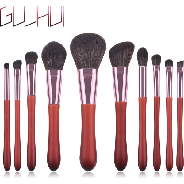 10 pcs makeup brush set, gourd red tail, mahogany brush tip, blush brush, beauty tools GUJHUI