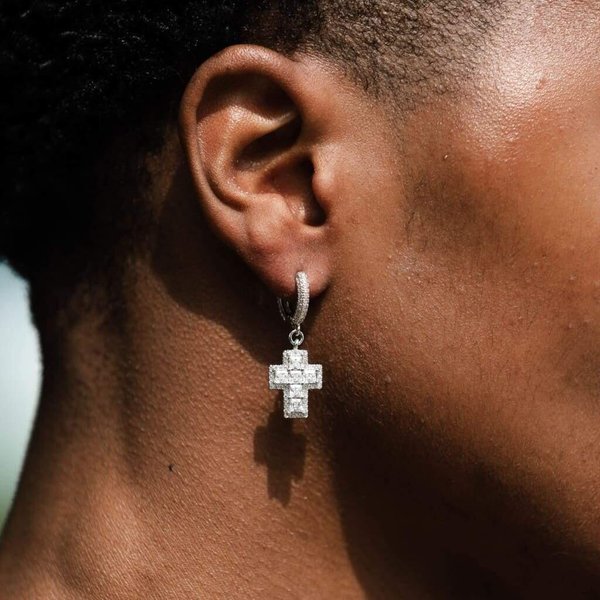 Style Simple Fashion New Cross Zircon Earrings Classic Men's Earrings Earrings Cross Supply-image