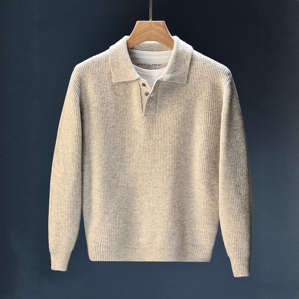 Men's Classic Polo Sweater – Slim Fit Collared Knit Top For Winter & Fall (M-3XL)-image