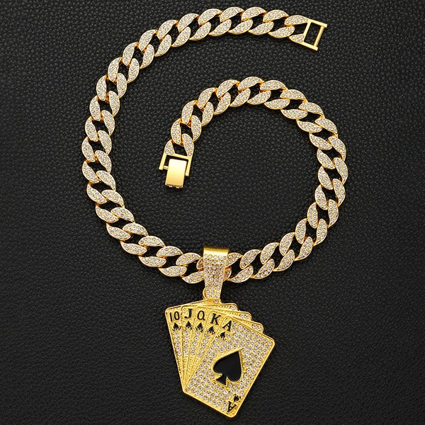 Thick Buckle Cuban Necklace Environmentally Friendly Alloy Hip Hop Playing Cards Handsome Hiphop American Chain-image