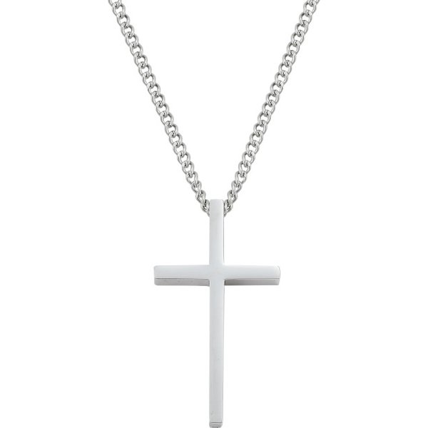 Jewelry Personality Smooth Cross Necklace Ins Men's Trendy Sweater Chain Stainless Steel Pendant-image