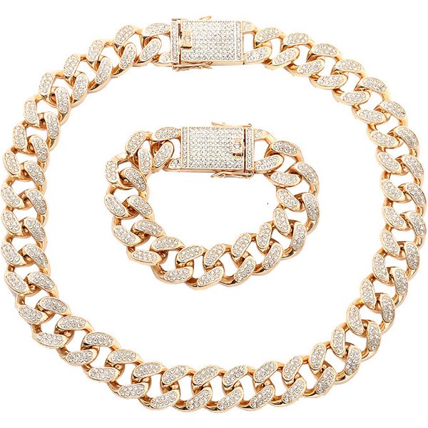 Minimalist 20mm round diamond Cuban chain street trend hip-hop accessory necklace