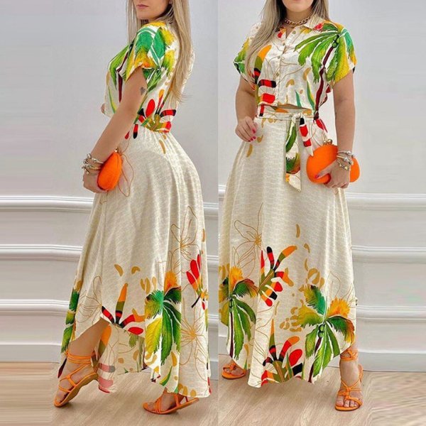 Women's Clothing New Fashion Positioning Printed Skirt Suits