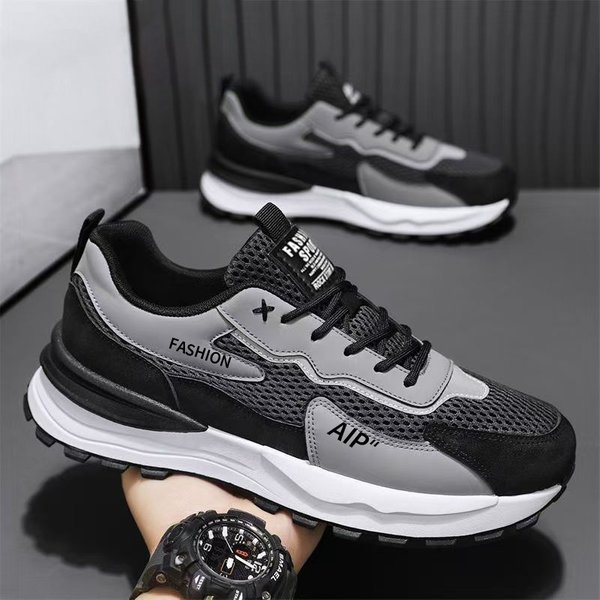 Men's Breathable Mesh Casual Sneakers With Thick Sole For Comfort And Style, Lightweight And Supportive For Daily Wear-image