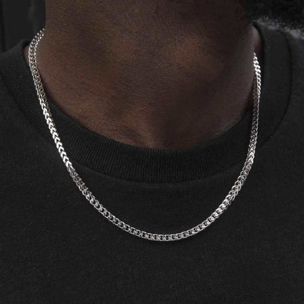 Collier Populaire à Quatre CôTéS En Acier Titane Tressé Pour Homme, Style Hip-Hop-image