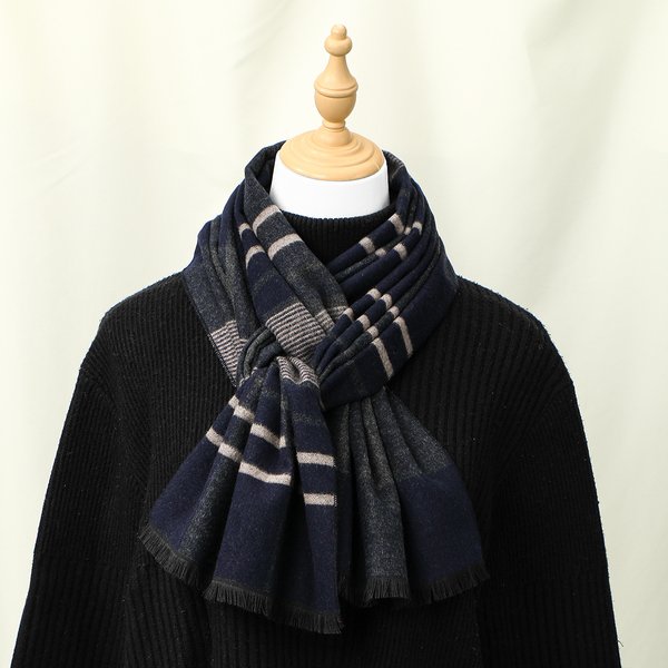 Autumn Winter New Men's Cashmere Versatile Neck Warmer Fashionable Warm British Plaid Shawl Long Scarf