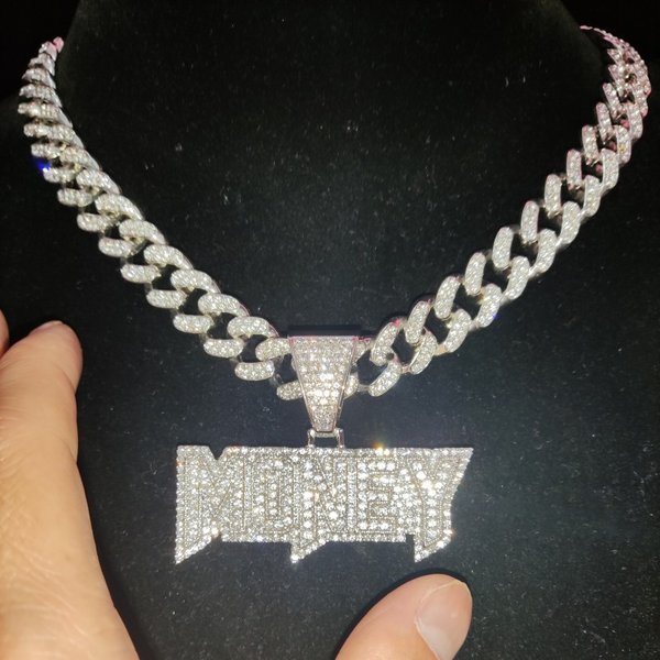 Hot Sales Men Women Hip Hop Money Pendant Necklace With 13Mm Cuban Chain Hiphop Iced Out Bling Necklaces Fashion Jewelry Charm-image