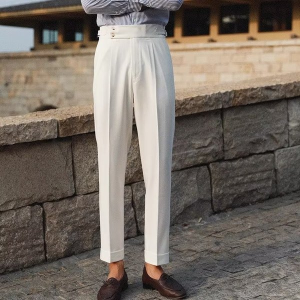 Men's Clothing Casual Pants Men's Summer Mature Style High End Slim Fit Suit Pants Trendy Brand Skinny Nine Point Pants For Boys-image