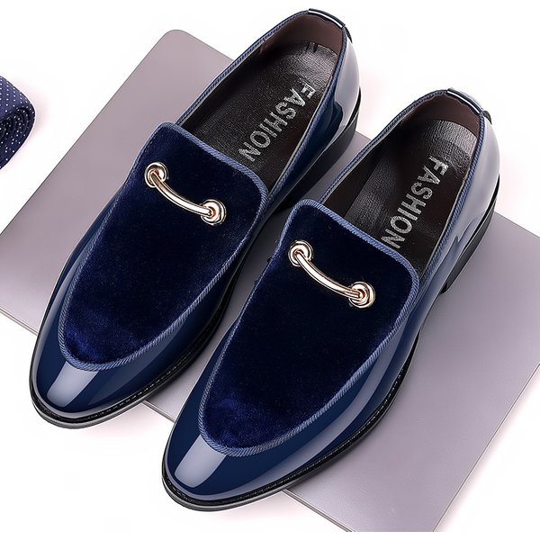 British leather suede patent leather loafers wedding men's shoes