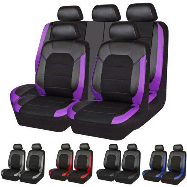 Pu Leather Car Seat Cover Sandwich Bracket Leather 9 Piece Set Universal Five Seater