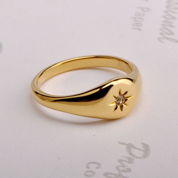 Women's Jewelry Stainless Steel Ring Five Pointed Star Three Dimensional Ring Men And Women's Ring Versatile Jewelry With Diamond-image