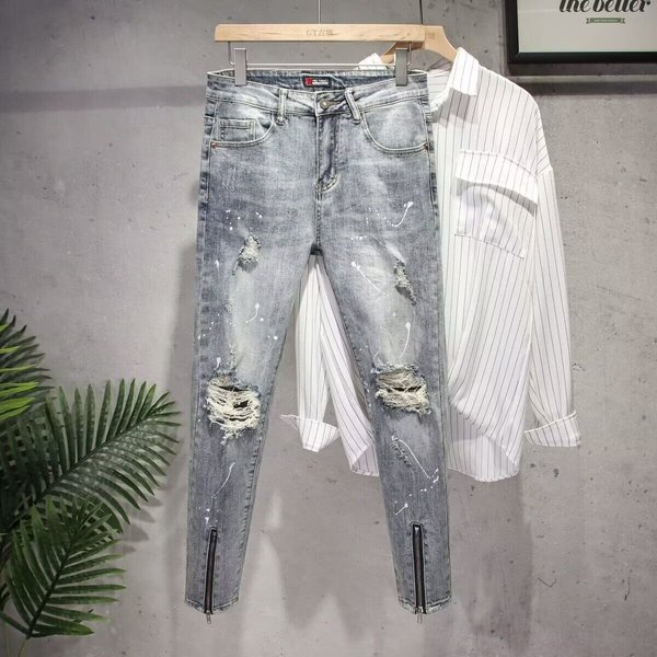 Men's Distressed Jeans High End Spring Autumn New Trendy Brand-image