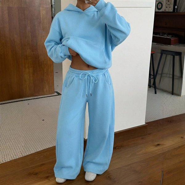 Women's Casual Fashion Sports Suit Two Piece Set Street Style Fleece Sweatshirt Style New
