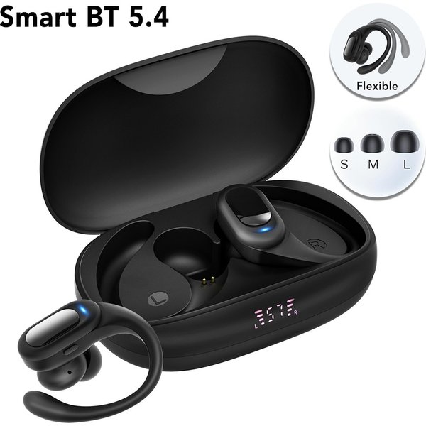 ÉCouteurs Bluetooth Sport Anti-Transpiration Pour Course à Pied, Avec Crochets Auriculaires, Pour Ios Et Android-image