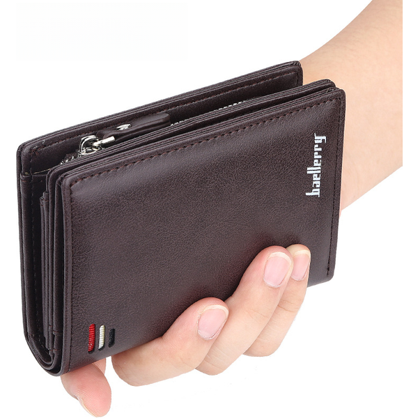 New zipper short wallet men's multi-card fashion vertical mini snap button coin purse men's card bag