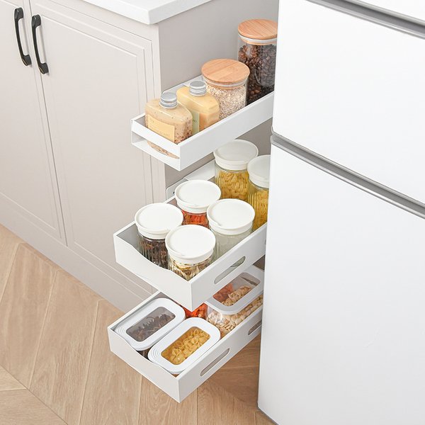 Family Organizer No Drill Pull Out Cabinet Adjustable Under Sink Storage Basket With Smooth Gliding Rails Heavy Duty Iron Frame For Kitchen Corner-image