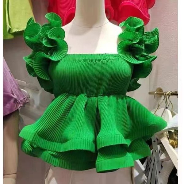 Women's Clothing Design Niche Ruffled Vest Outerwear For Women In Summer Sweet And Spicy Waist Short Top Crop Top