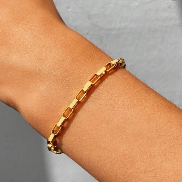 A New Cross-Border Box Chain In An Ins Style Bracelet From Europe And America, A Simple And Elegant Ladies' Wristband Accessory-image