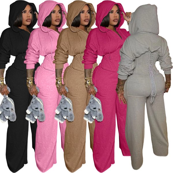 Women's Clothing Stylish Belted Waist Pantsuit Set With Boning Detail - Casual & Chic Two-Piece Outfit (Black, Rose Pink, Pink, Gray, Khaki, S-XXL)-image
